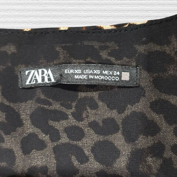 Zara Leopard Cheetah Animal Print Flowy Sleeveless V Neck Blouse Tank Top XS - Picture 4 of 6